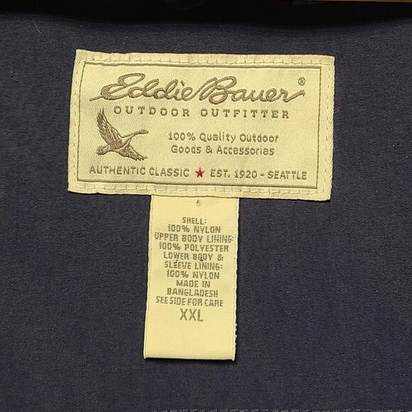 Vintage Eddie Bauer Womens XXL Navy Blue Nylon Parka Jacket With Hood & Zipper - Picture 5 of 12